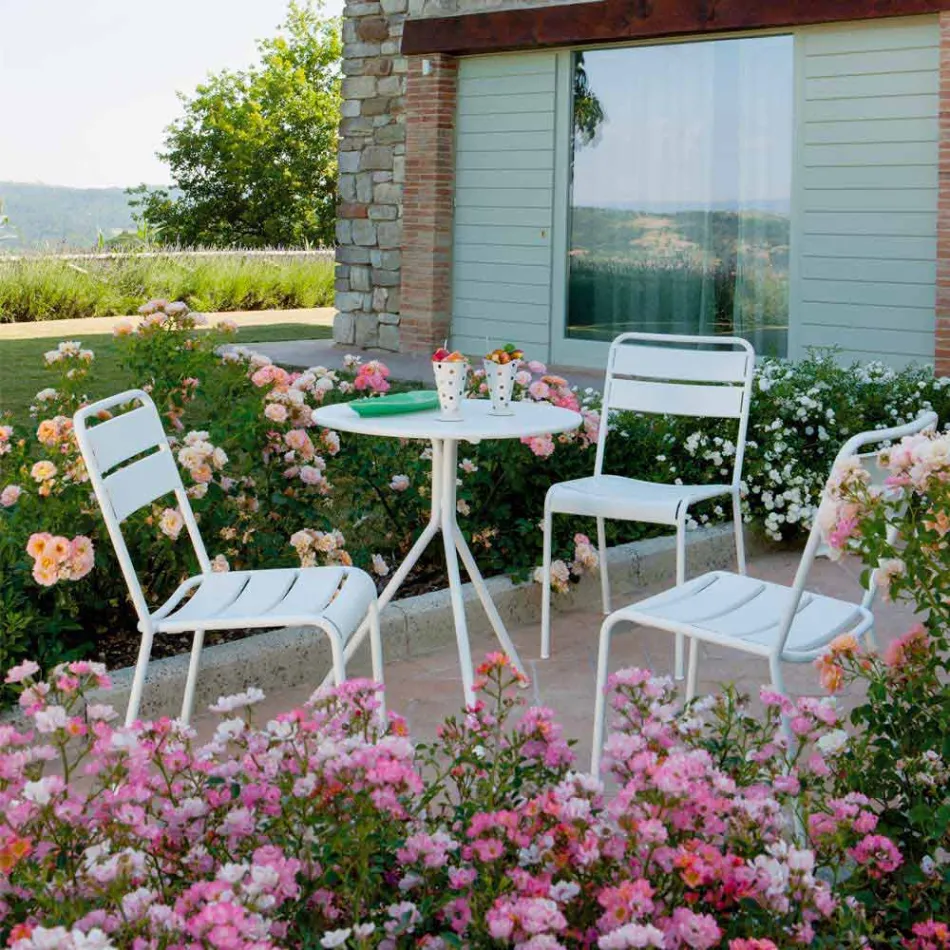 Stohovatelná venkovní židle s práškovým nástřikem Vyrobeno v Itálii, 4 kusy - Amina Viadurini