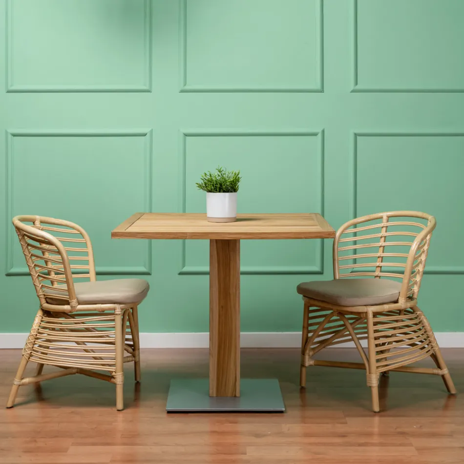 Zahradní židle z přírodního ratanu včetně polštáře - Torvi Viadurini