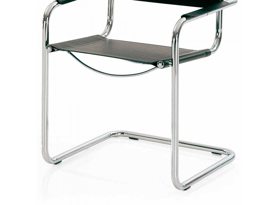 Židle pro konferenční místnost nebo zasedací místnost z černé kůže a kovu - Cirillo Viadurini