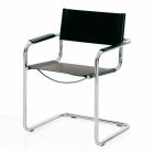 Židle pro konferenční místnost nebo zasedací místnost z černé kůže a kovu - Cirillo Viadurini