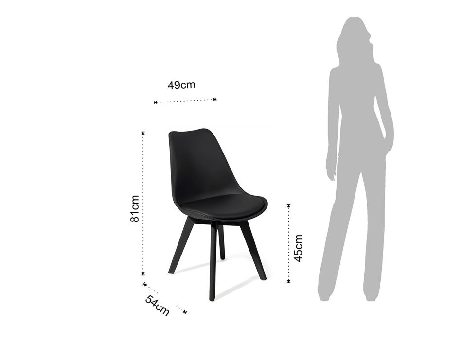 Židle do jídelny se 4dílným sedákem ze syntetické kůže - Chira Viadurini
