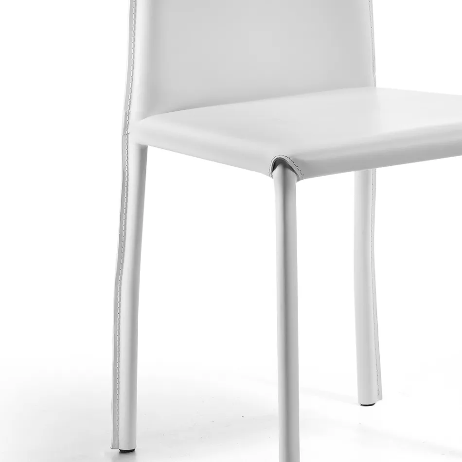 Designová jídelní židle potažená kůží Made in Italy - Sissy Viadurini