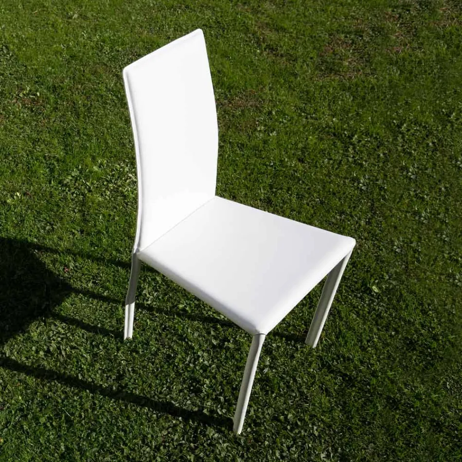 Designová jídelní židle potažená kůží Made in Italy - Sissy Viadurini