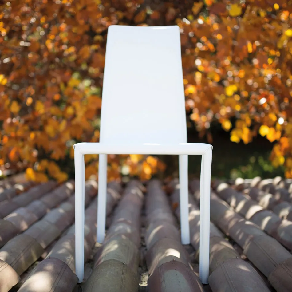 Designová jídelní židle potažená kůží Made in Italy - Sissy Viadurini