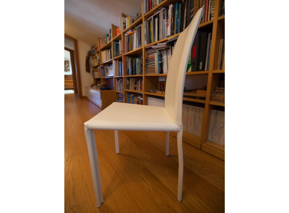 Designová jídelní židle potažená kůží Made in Italy - Sissy Viadurini