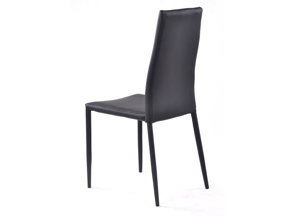 Stohovatelná jídelní židle ze 4dílné syntetické kůže - Sibiř Viadurini