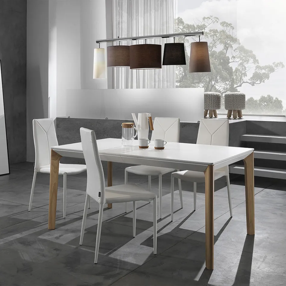 Stohovatelná jídelní židle ze 4dílné syntetické kůže - Sibiř Viadurini