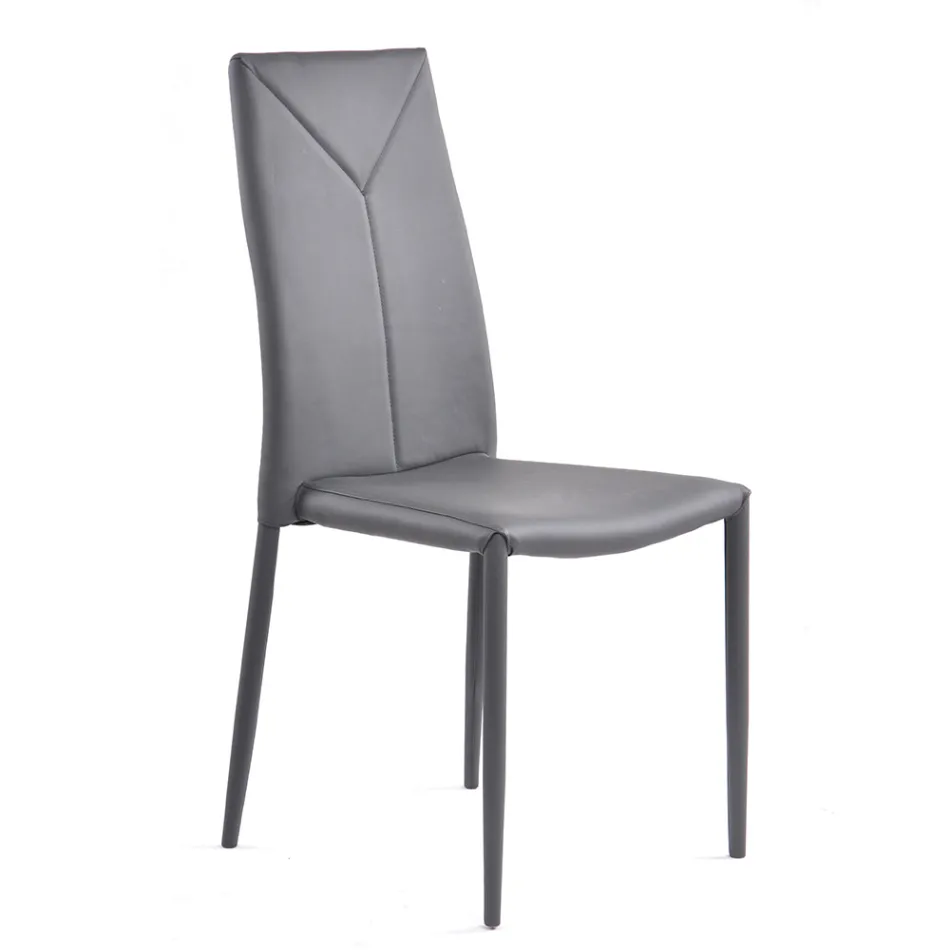 Stohovatelná jídelní židle ze 4 ks ze syntetické kůže - Sibiř Viadurini