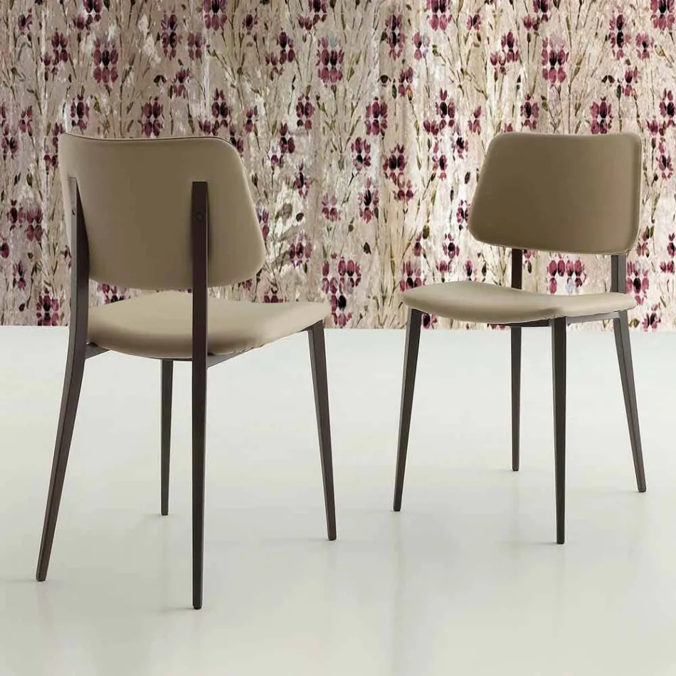 Jídelní židle z materiálu Ecoleather a Metal vyrobená v Itálii, 2 kusy - selen Viadurini