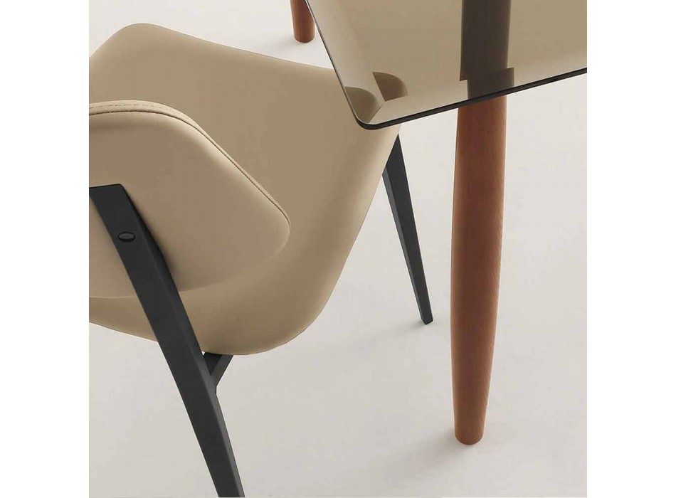 Jídelní židle z materiálu Ecoleather a Metal vyrobená v Itálii, 2 kusy - selen Viadurini