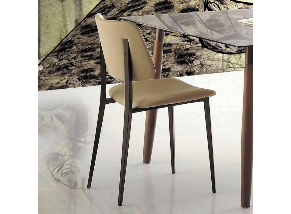 Jídelní židle z materiálu Ecoleather a Metal vyrobená v Itálii, 2 kusy - selen Viadurini
