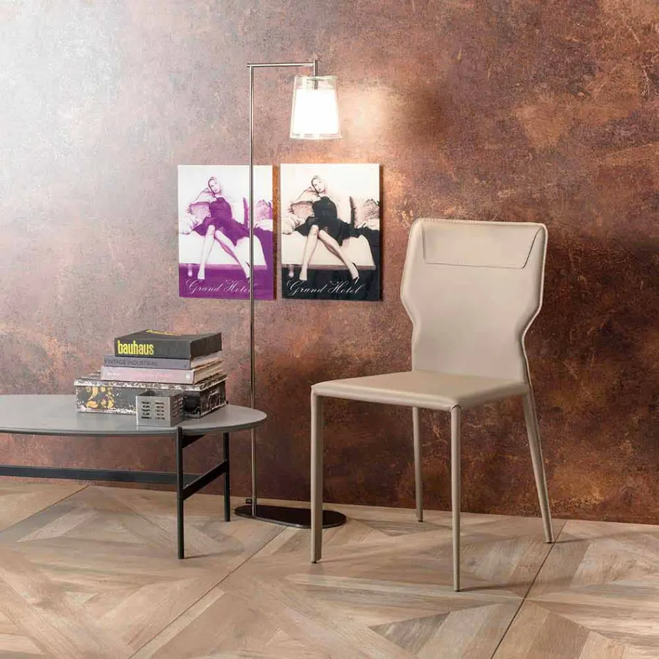 Kovová jídelní židle čalouněná koženkou, 4 kusy - Titty Viadurini