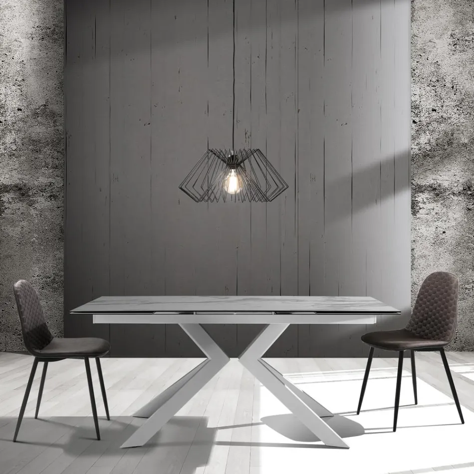 Židle do jídelny z mikrovlákna a matného černého kovu 4 kusy - Jake Viadurini