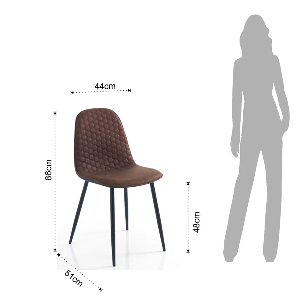 Židle do jídelny z mikrovlákna a matného černého kovu 4 kusy - Jake Viadurini