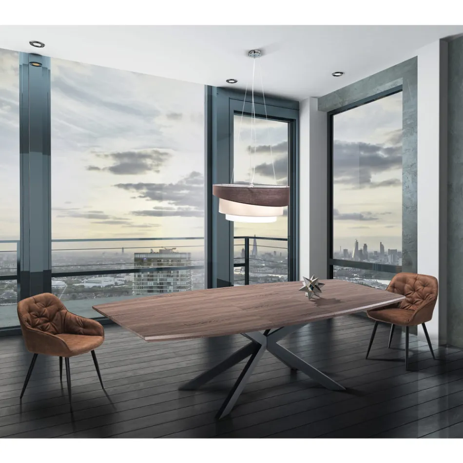 Židle do jídelny z kůže s efektem stáří 2 kusy - Garbina Viadurini