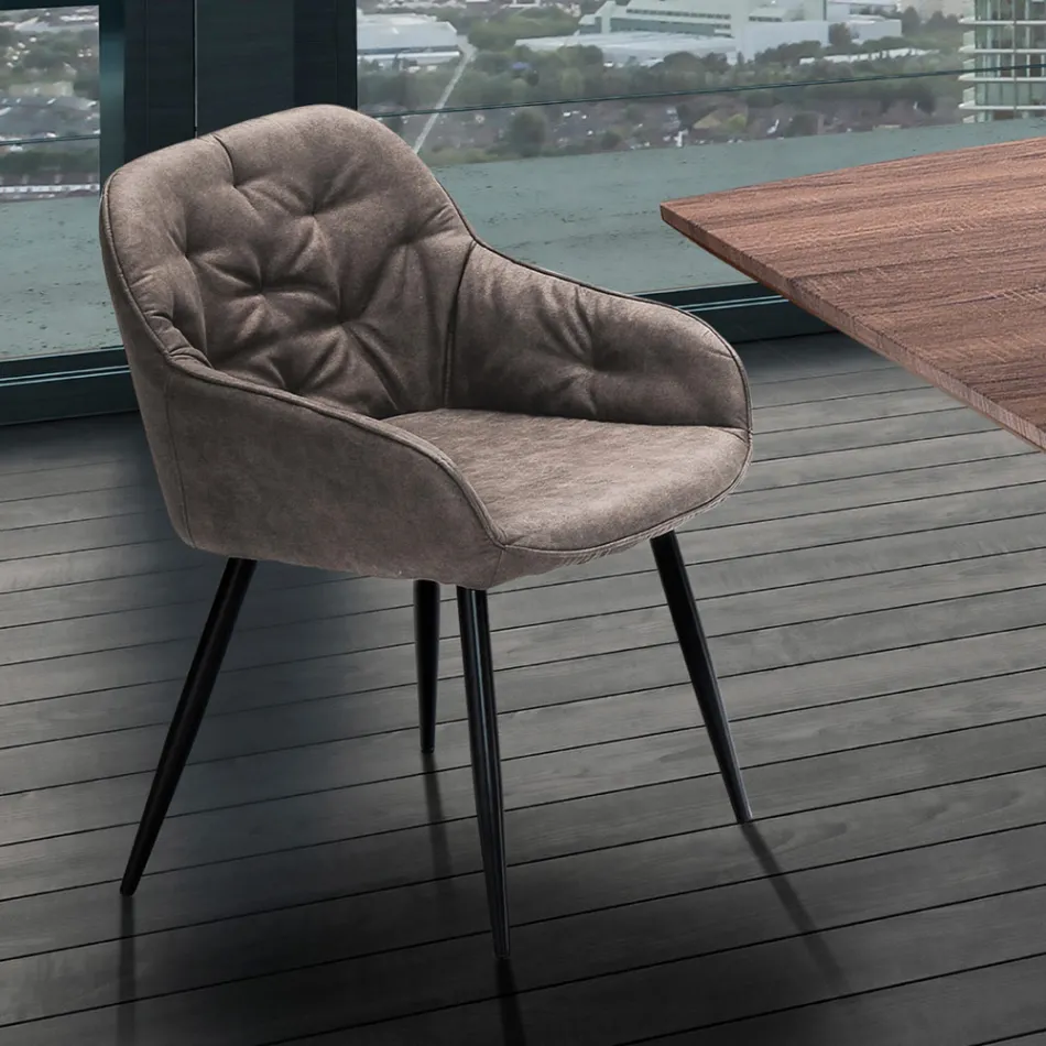 Židle do jídelny z kůže s efektem stáří 2 kusy - Garbina Viadurini