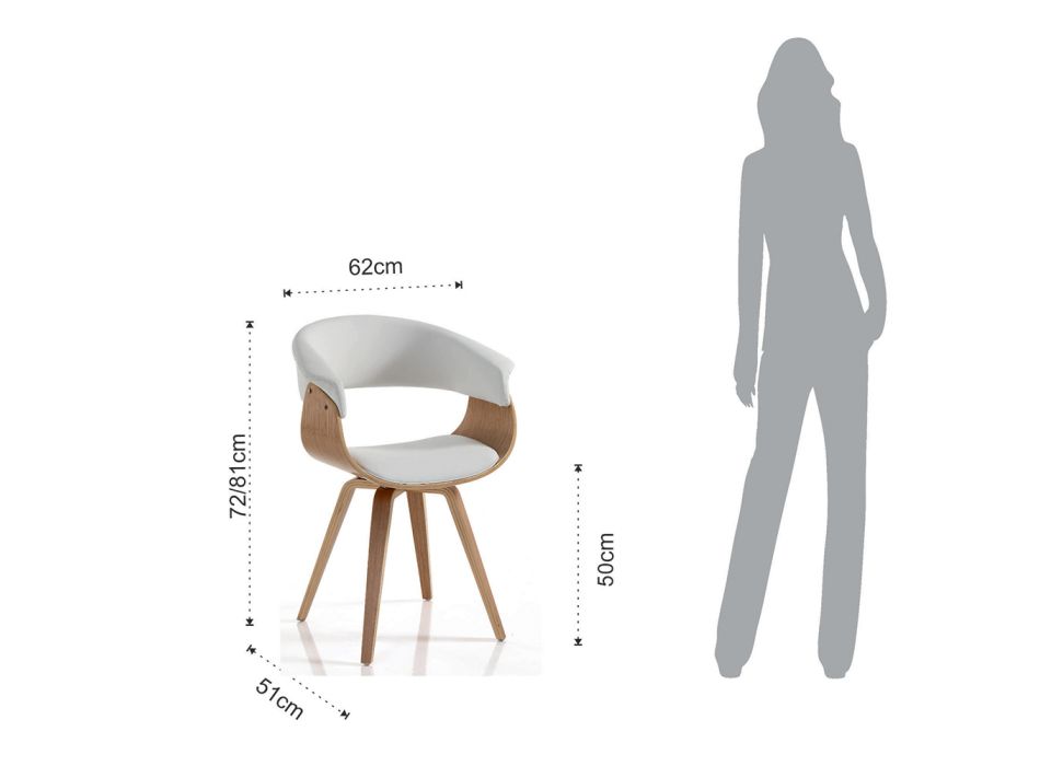 Židle do jídelny ze syntetické kůže a překližky - Nubea Viadurini