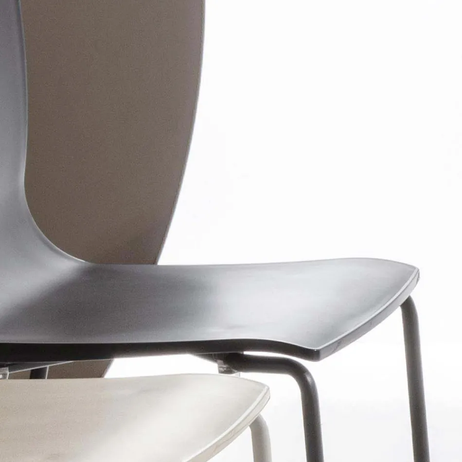 Jídelní židle z polypropylenu s kovovou základnou, 4 kusy - Alina Viadurini