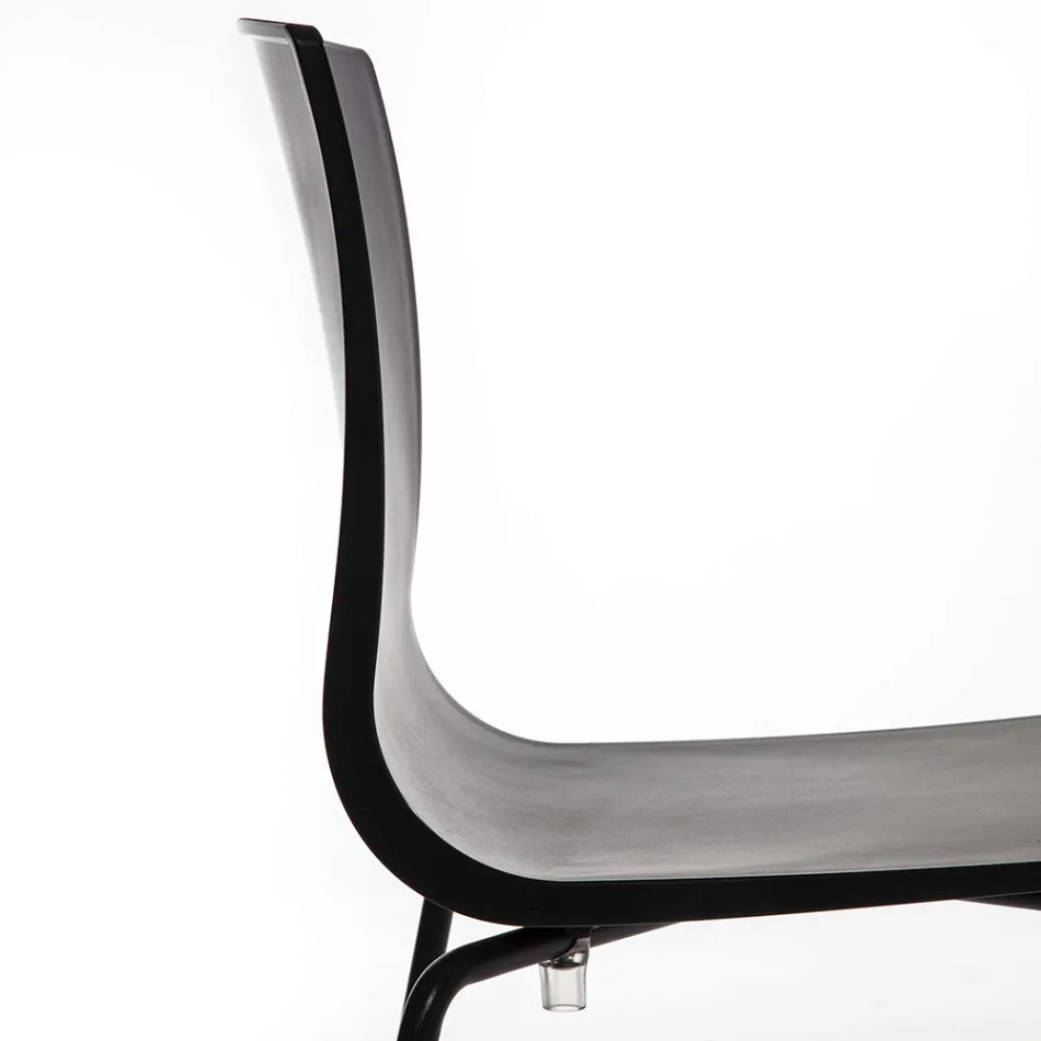 Jídelní židle z polypropylenu s kovovou základnou, 4 kusy - Alina Viadurini