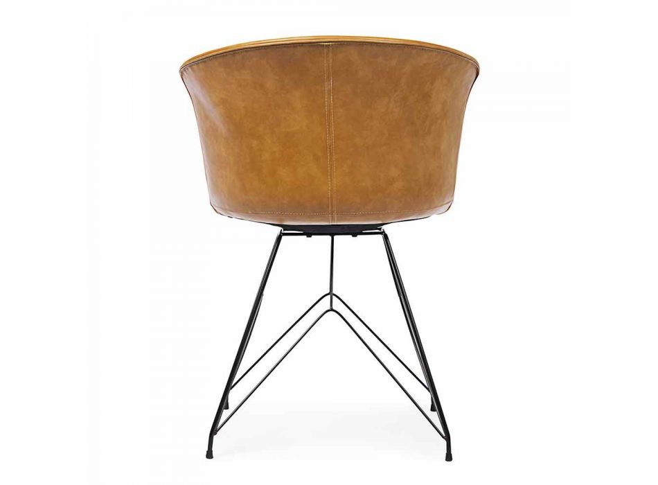 Jídelní židle z koženky a oceli 2 kusy Homemotion - Katya Viadurini
