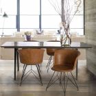 Jídelní židle z koženky a oceli 2 kusy Homemotion - Katya Viadurini