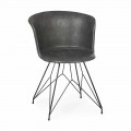 Jídelní židle z koženky a oceli 2 kusy Homemotion - Katya
