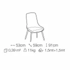 Látková jídelní židle s dřevěným podstavcem vyrobená v Itálii - kokos Viadurini