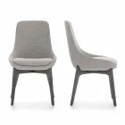 Látková jídelní židle s dřevěným podstavcem vyrobená v Itálii - kokos Viadurini