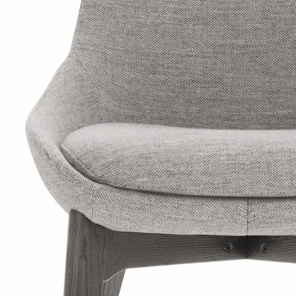 Látková jídelní židle s dřevěným podstavcem vyrobená v Itálii - kokos Viadurini