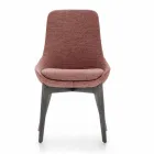 Látková jídelní židle s dřevěným podstavcem vyrobená v Itálii - kokos Viadurini