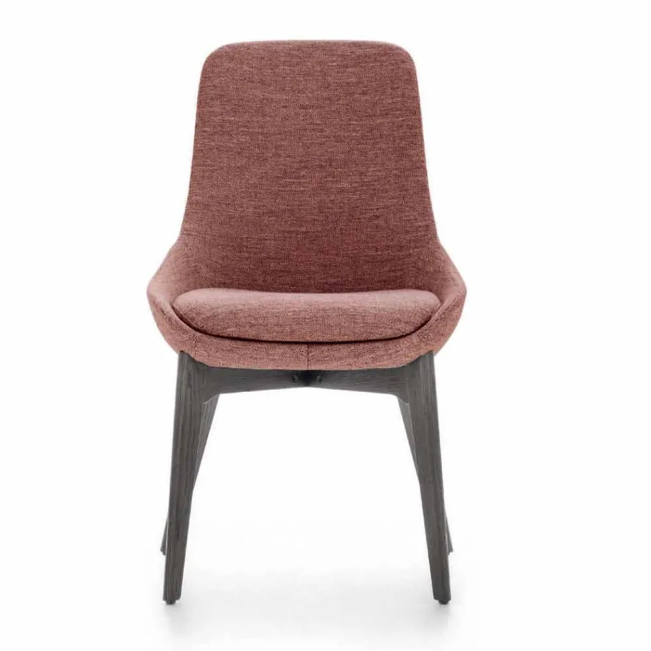 Látková jídelní židle s dřevěným podstavcem vyrobená v Itálii - kokos Viadurini