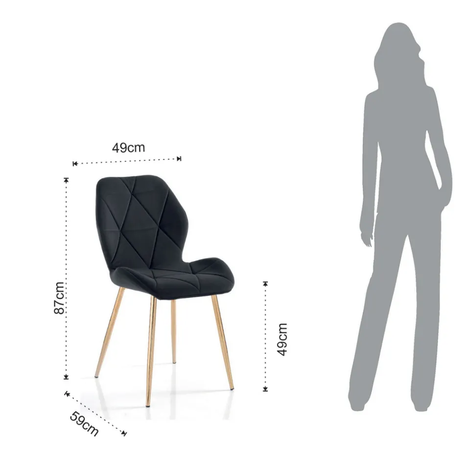 Židle do jídelny z látky a zlatého kovu 4 kusy - Smeralda Viadurini