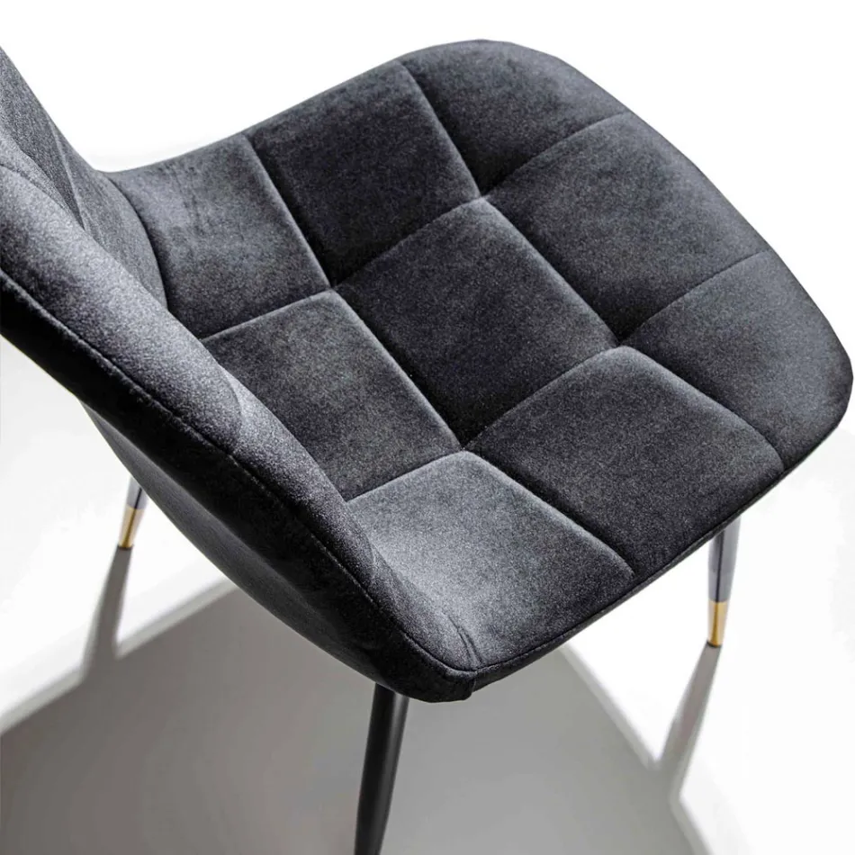 Jídelní židle z nerezového sametu a kovu, 4 kusy - Carlina Viadurini