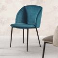 Jídelní židle v sametu s černými kovovými nohami, 4 kusy - Hanna