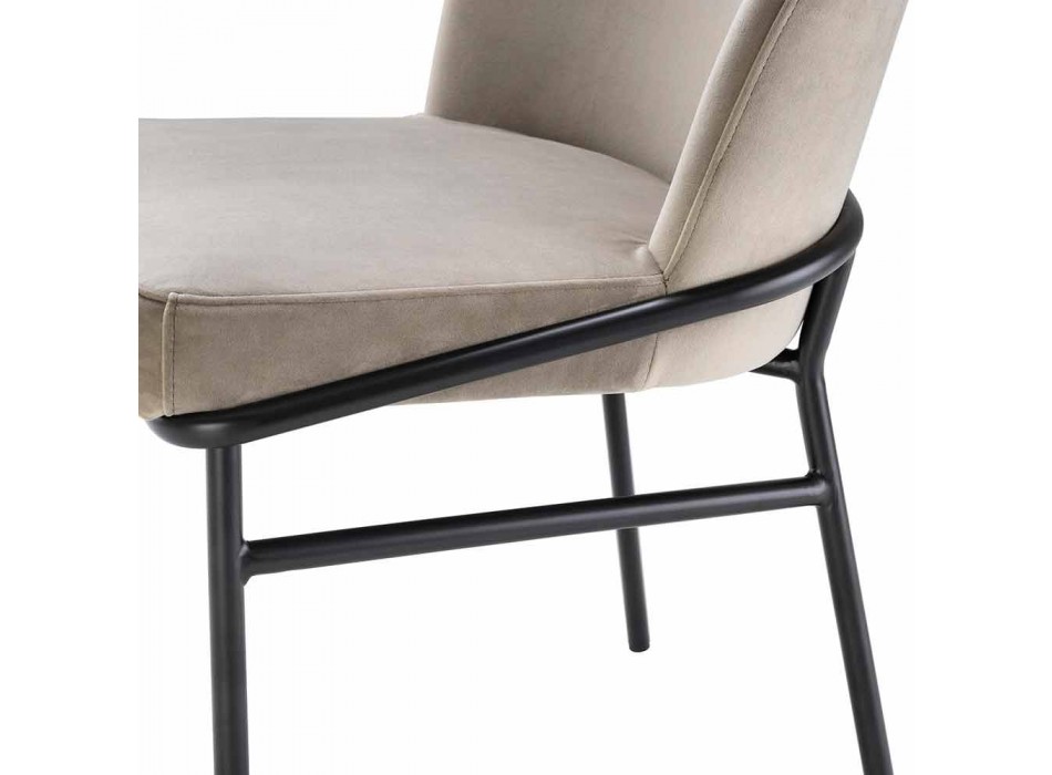 Moderní jídelní židle z látky a černého železa, 2 kusy - Marica Viadurini