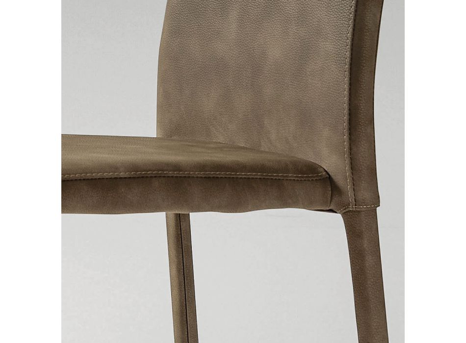 Jídelní židle čalouněná ekokůží Made in Italy, 2 kusy - Belgická Viadurini