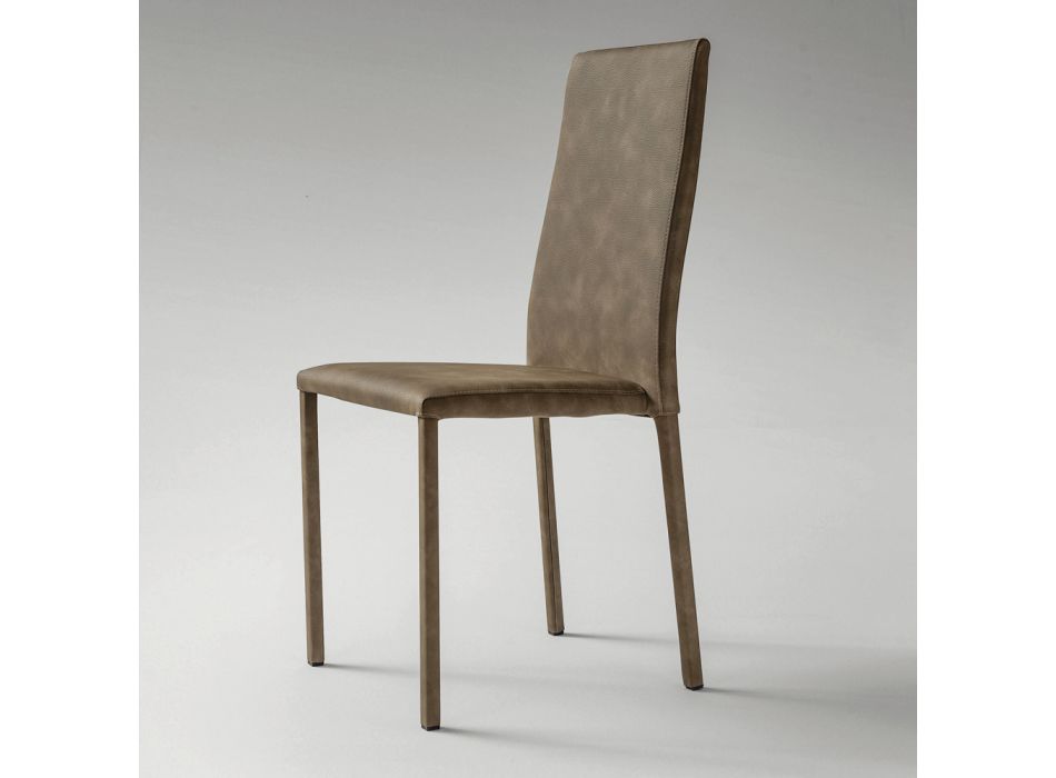 Jídelní židle čalouněná ekokůží Made in Italy, 2 kusy - Belgická Viadurini