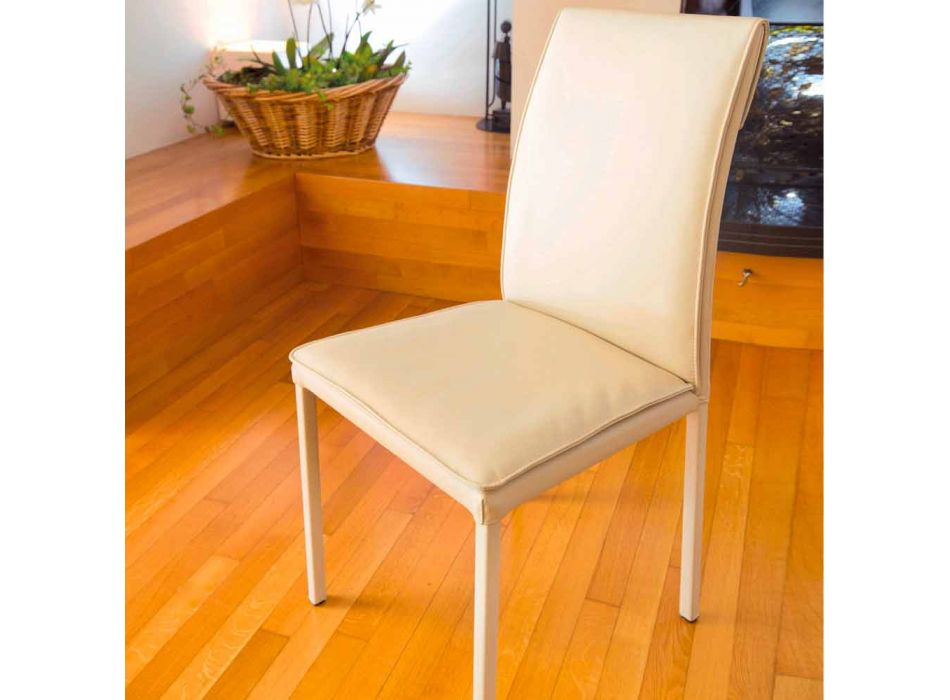 Bessie židle-barevné koženka jídelní židle, vyrobené v Itálii Viadurini