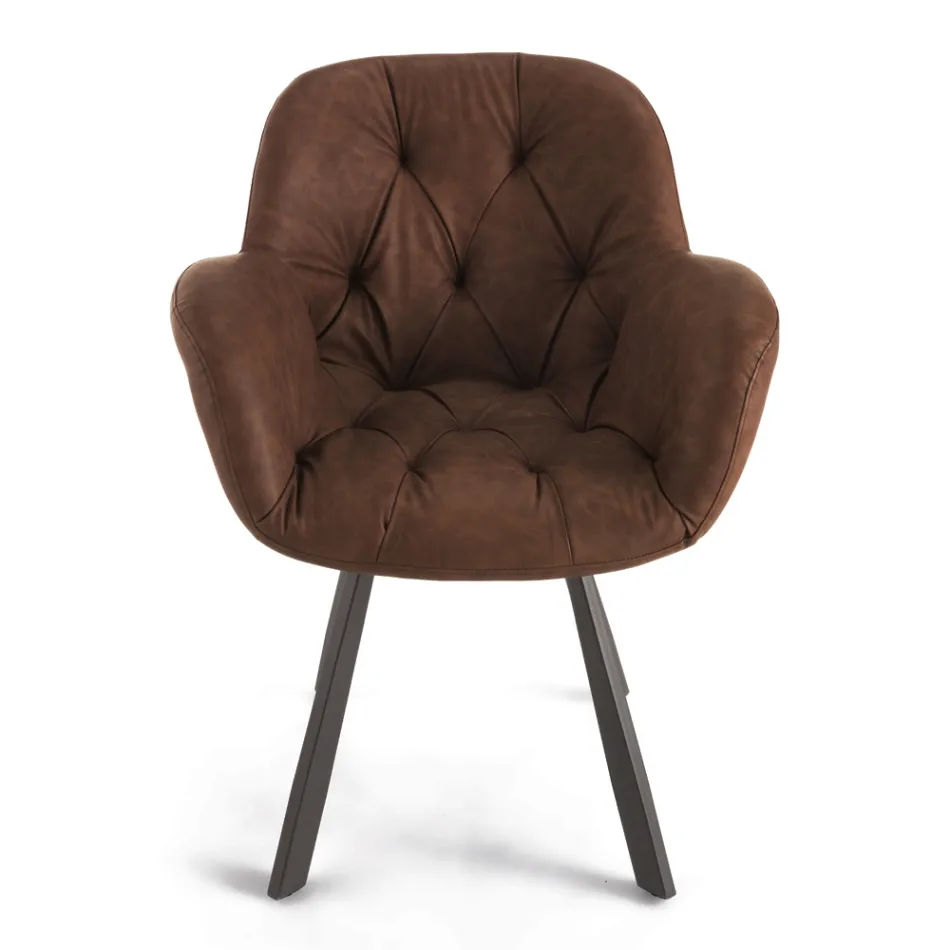 Židle do jídelny z ekokůže kovové konstrukce 2 kusy - Delpiero Viadurini