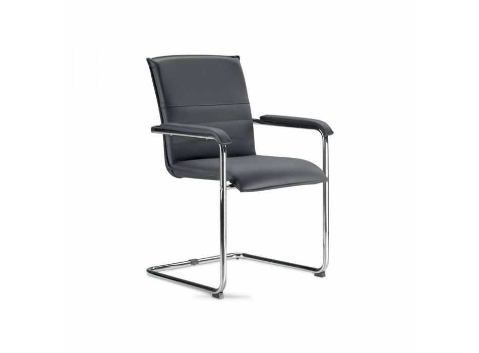 Zasedací místnost židle nebo konferenční místnost v černé a kovové umělé kůži - Oberon Viadurini