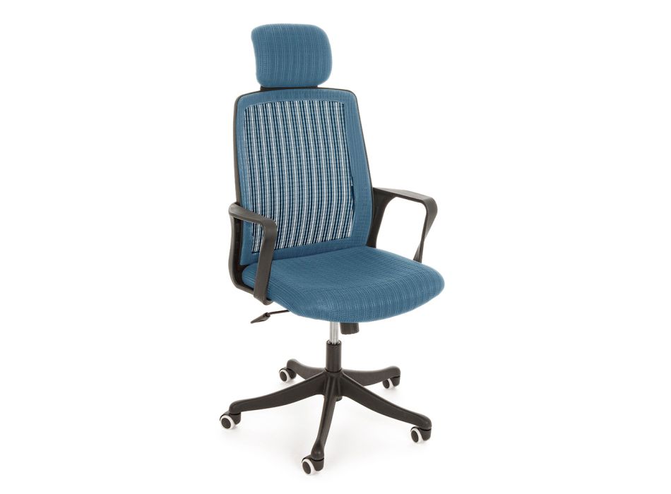 Plastová a látková kancelářská židle s područkami a hlavovou opěrkou - Sainta Viadurini