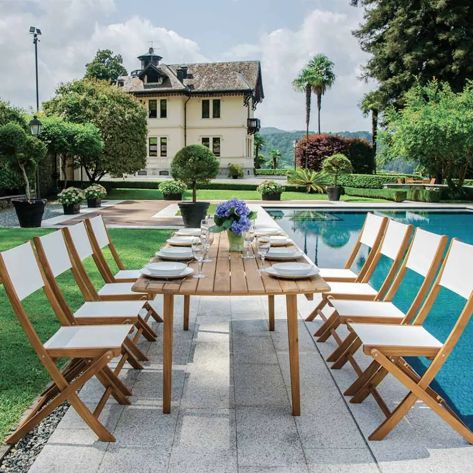 Venkovní skládací židle z akáciového dřeva a textilu - perfektní Viadurini