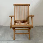 Skládací venkovní teaková židle s područkami – Yggdrasil Viadurini