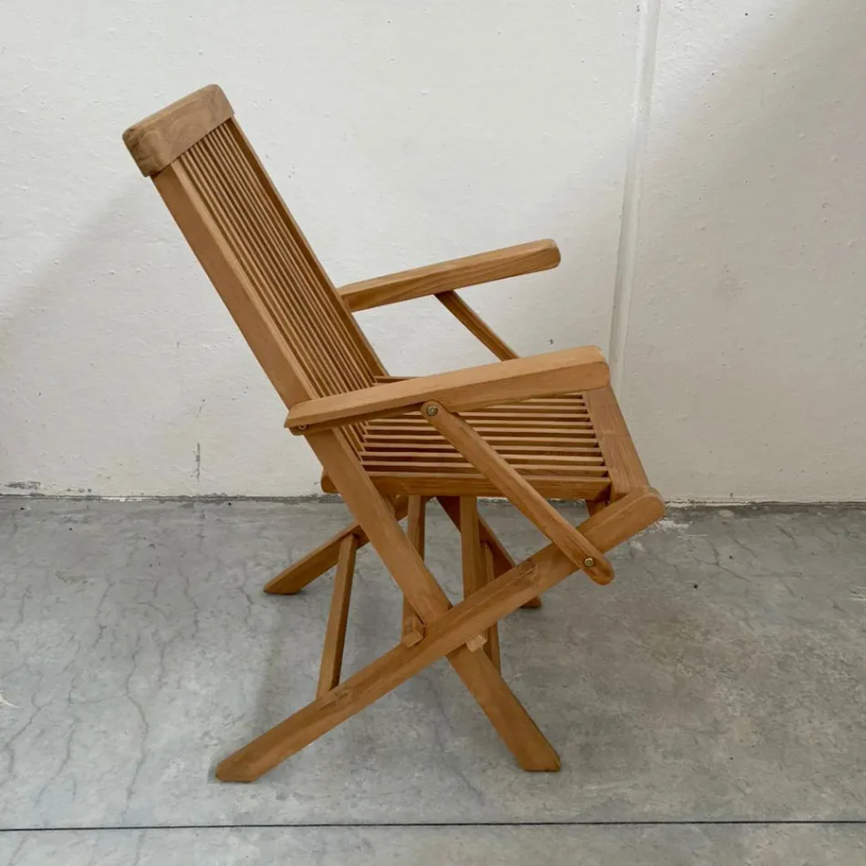 Skládací venkovní teaková židle s područkami – Yggdrasil Viadurini