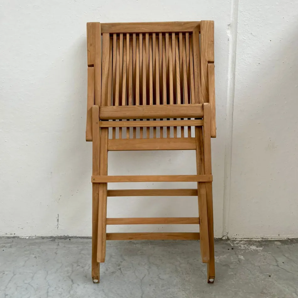 Skládací venkovní teaková židle s područkami – Yggdrasil Viadurini