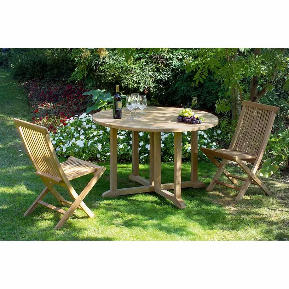Skládací zahradní židle z přírodního teaku - Yggdrasil Viadurini