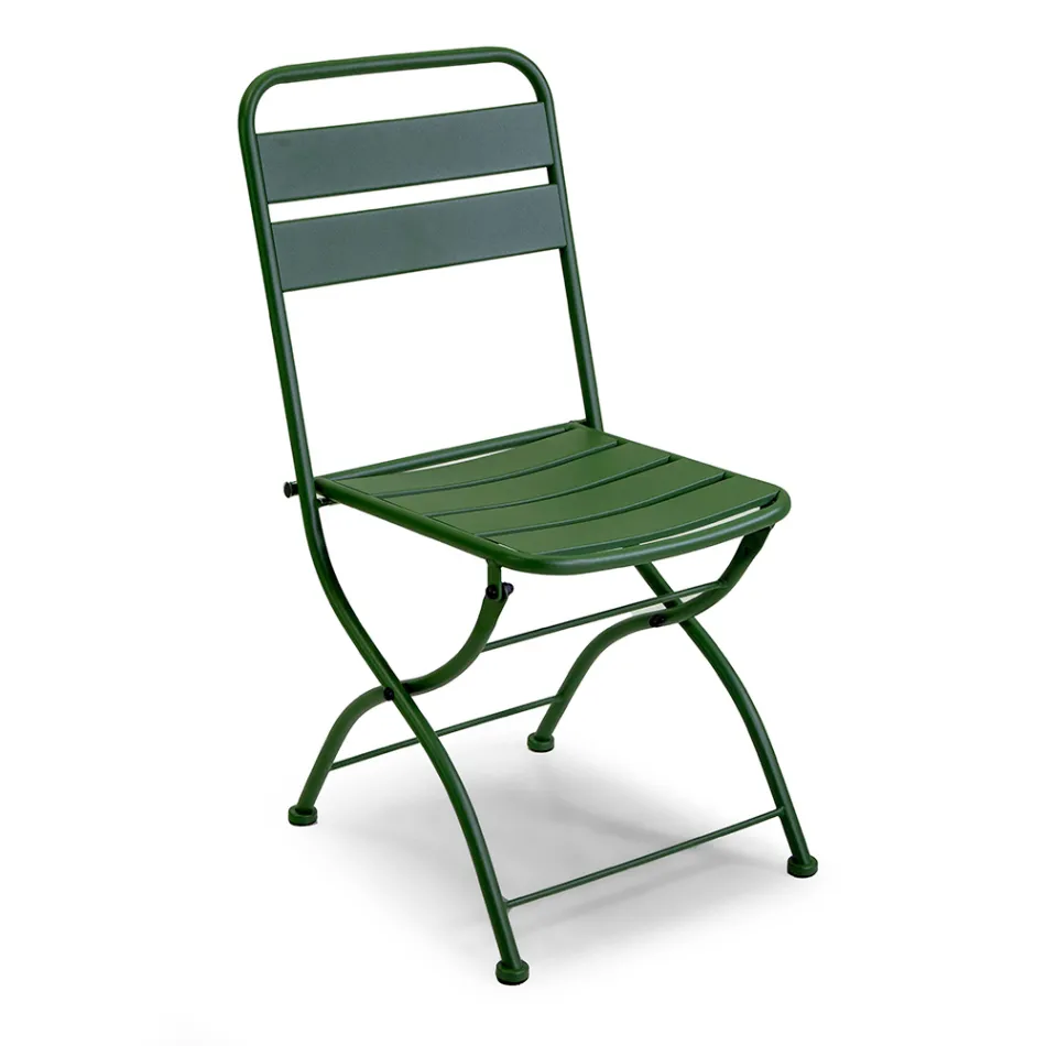 Skládací zahradní židle vyrobená výhradně z kovu - stuha Viadurini