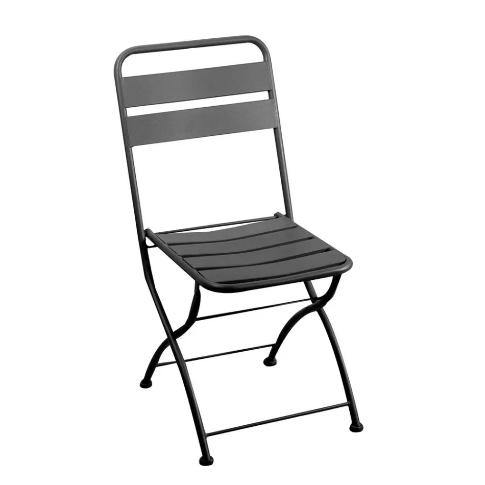 Skládací zahradní židle vyrobená výhradně z kovu - stuha Viadurini