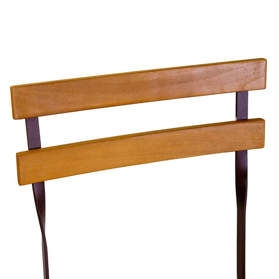 Skládací kovová židle se sedákem a opěradlem z akátového dřeva - Estate Viadurini