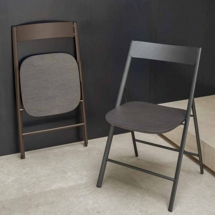 Skládací židle z kovu a dubového dřeva 2 kusy vyrobené v Itálii - Roberta Viadurini